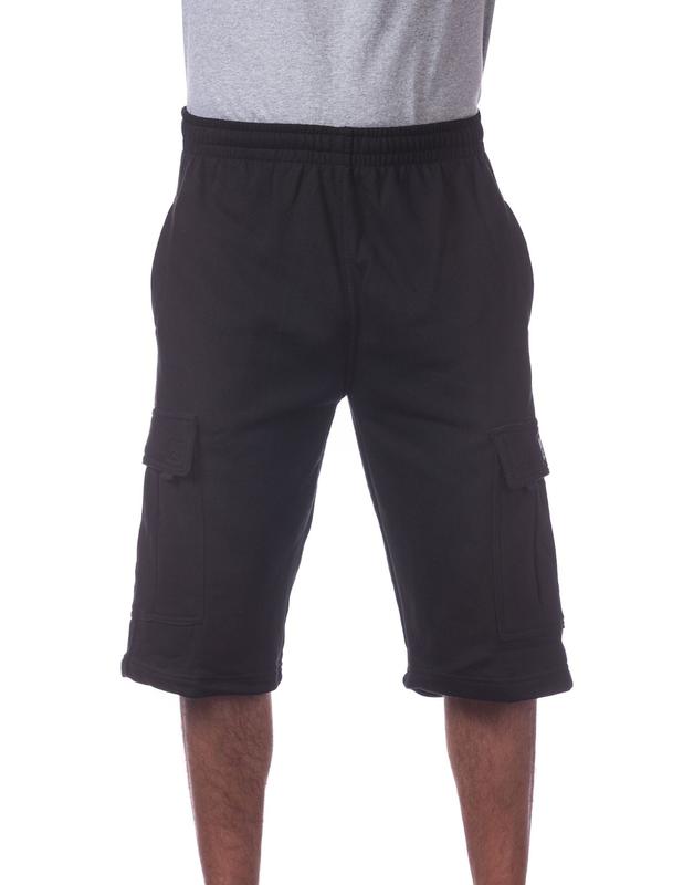 Pro Club Men's Fleece Cargo Short Elastic Pocket Menswear Relaxed Fit