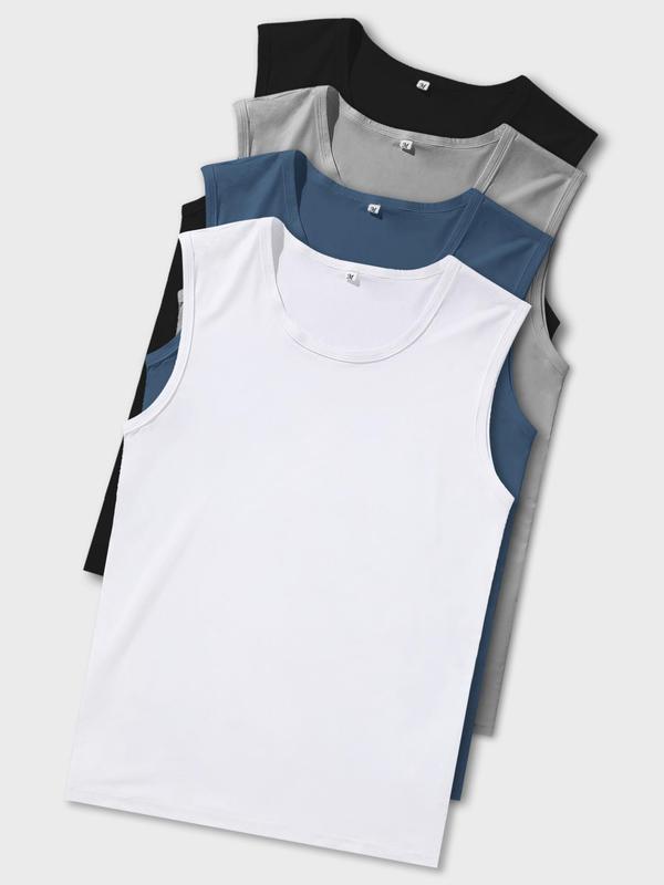 Men's Plain Round Neck Tank Top, Casual Streetwear Sleeveless Crew Neck Top for Summer, Tank Tops Men, Fashion Men's Top for Daily Wear, Tank Tops for Men