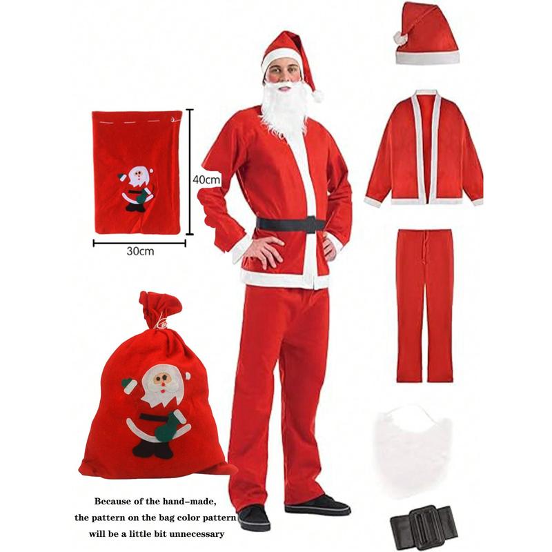 Beauty Cove  5pcs 6pcs Santa Suit Christmas Santa Claus Costume For Adult Costume Santa Outfit Men's Deluxe Santa Claus Suit