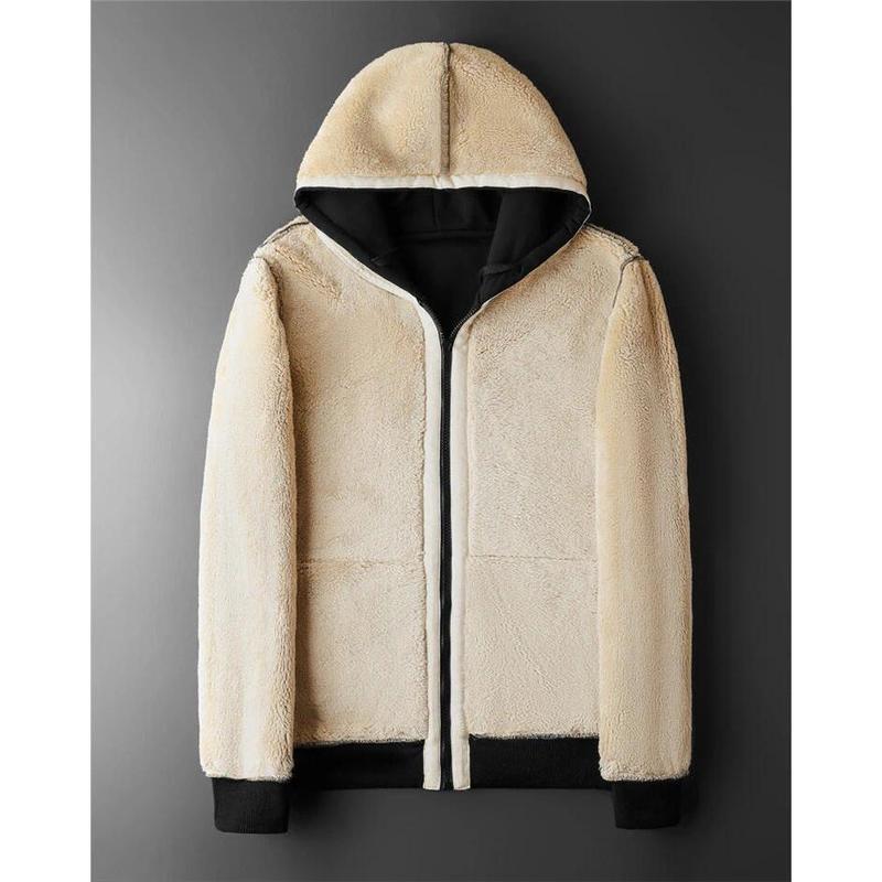 Winter Lambswool Coats Thicken Warm Jackets Long Sleeve Zipper Hoodies Casual Sports Fleece Black Coat Hooded Men Women Jacket