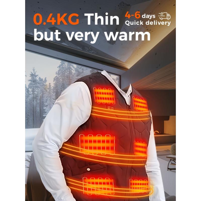 Heated Vest With Battery Pack - Sleeveless, Nylon, Machine Washable, Suitable For Winter Sports And Outdoor Activities