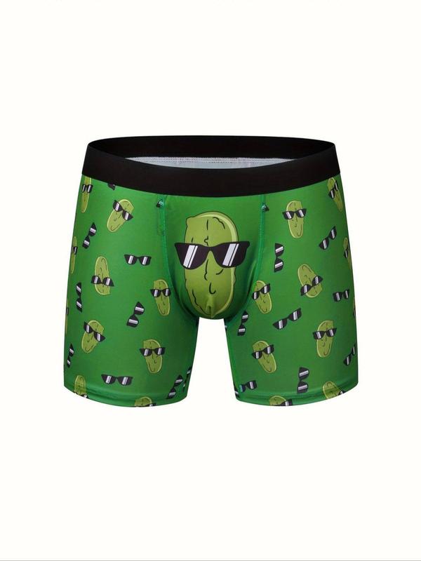 Men's All Over Cartoon Print Boxer Brief, Regular Fit Casual Comfy Breathable Underwear for Daily Wear, Mens Underwear for All Seasons