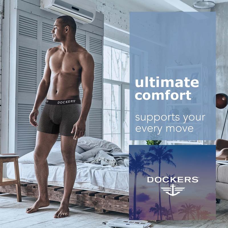 DOCKERS Mens Boxer Briefs Breathable Cotton Underwear for Men Pack of 5