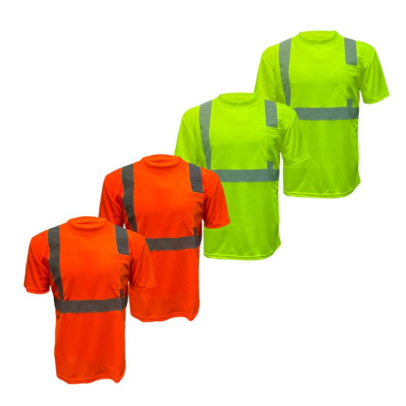 4 PACK - Class 3 High Visibilty Short sleeve safety shirt available in Orange and Yellow