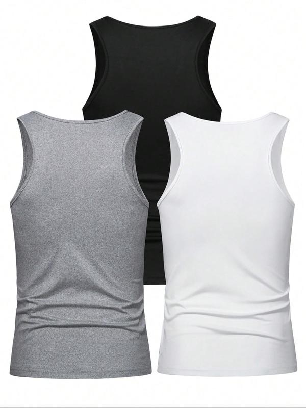 Men's Solid Color Round Neck Tank Top, Regular Fit Basic Casual Sleeveless Top for Summer, Men's Clothes for Daily Wear