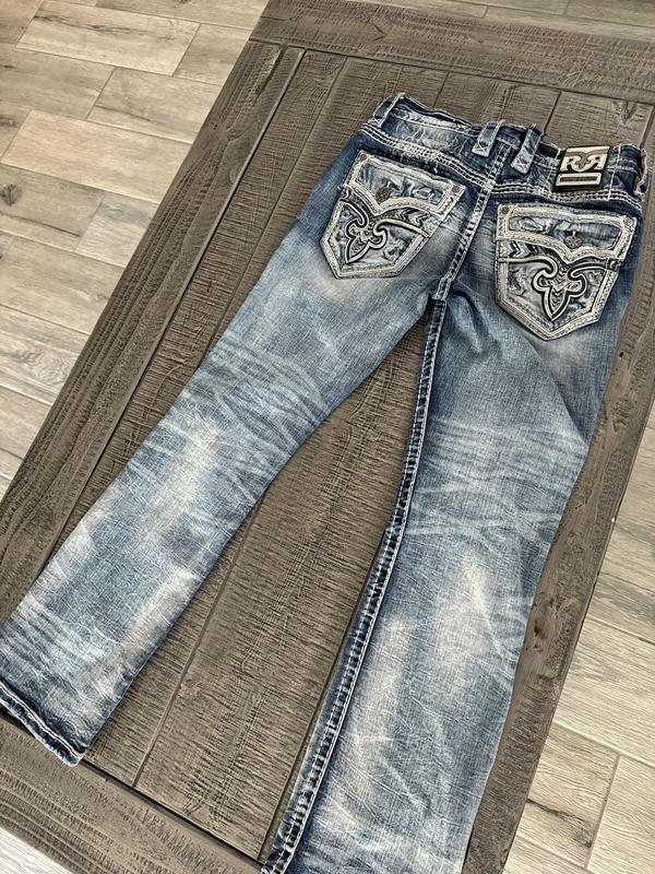 Rock Revival Men's Distressed Denim Jeans Slim Straight Blue, Men's Biker Jeans, 2000s Jeans, Comfortable Jeans For Men, Denim Jeans For Men