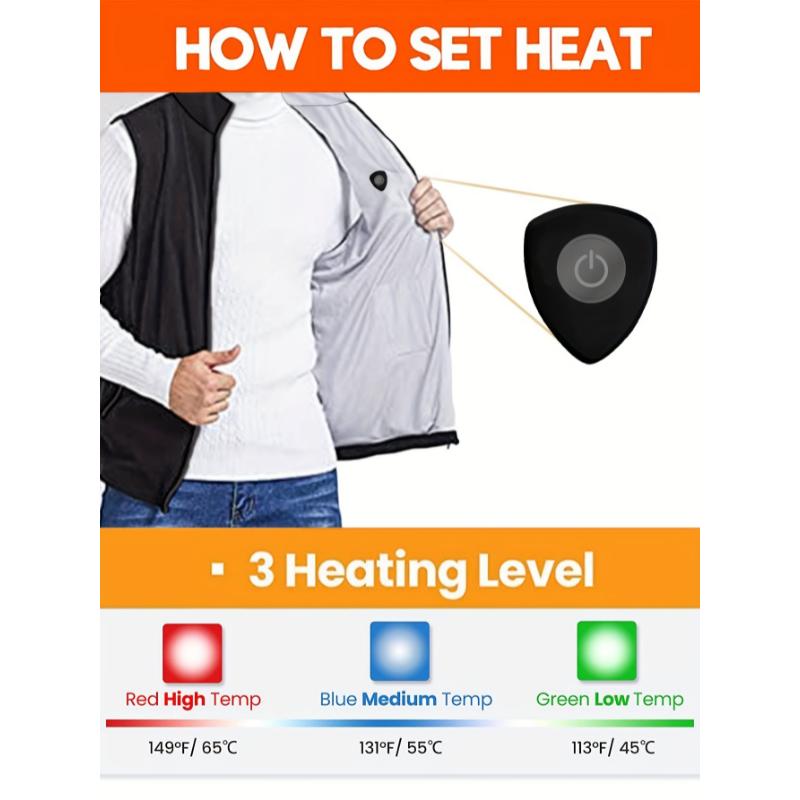 Heated Fleece Vest For Men And Women - Three Heating Modes, 3-Second Fast Heating, Lightweight And Portable, No Power Bank Required, Versatile Heated Vest For Outdoor Use