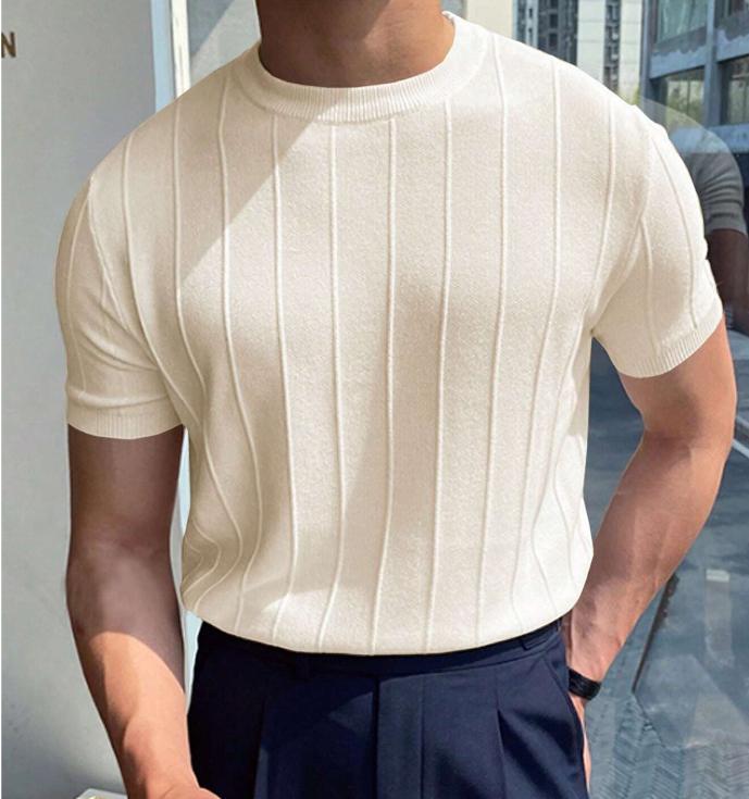 Men Solid Knit Top Breathable Casual