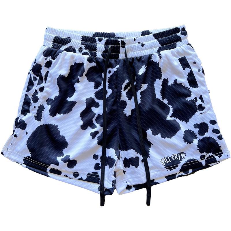 MOO THAI SHORTS (MID THIGH CUT) - BLACK COW