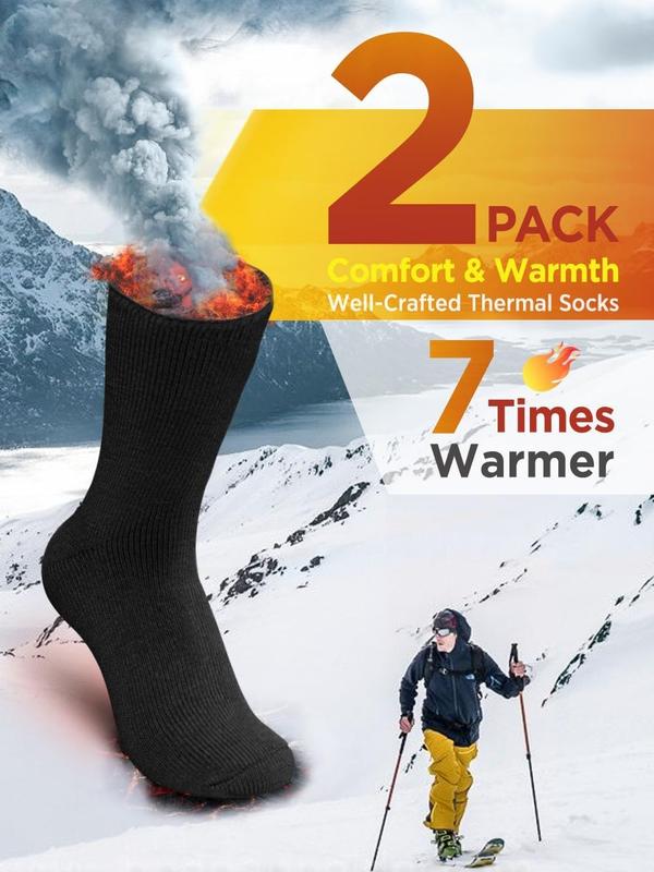 2Pairs men's warm socks, warm thick round neck socks, warm winter socks, keep warm in cold weather.