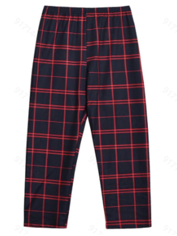 Men's Plaid Print Lounge Pants, Casual Comfy Breathable Trousers for Fall & Winter, Men's Sleepwear for Indoor Wear