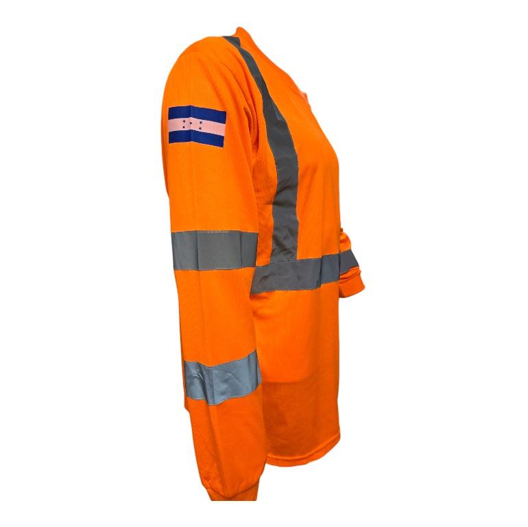 Class 3 Hi-Viz Long Sleeve Shirt With Shoulder Flagg