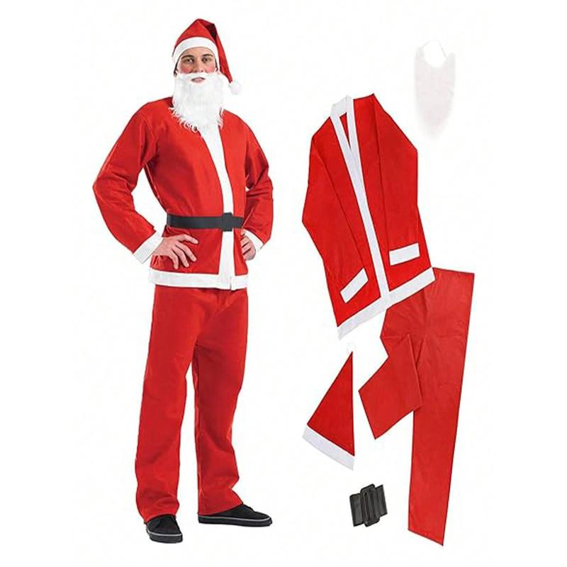 Beauty Cove  5pcs 6pcs Santa Suit Christmas Santa Claus Costume For Adult Costume Santa Outfit Men's Deluxe Santa Claus Suit