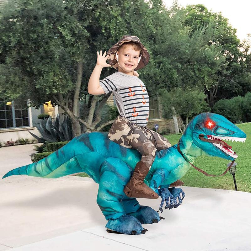 GOOSH Inflatable Dinosaur Costume for Halloween - Realistic Design with Red Glowing Eyes - Clothing, Menswear