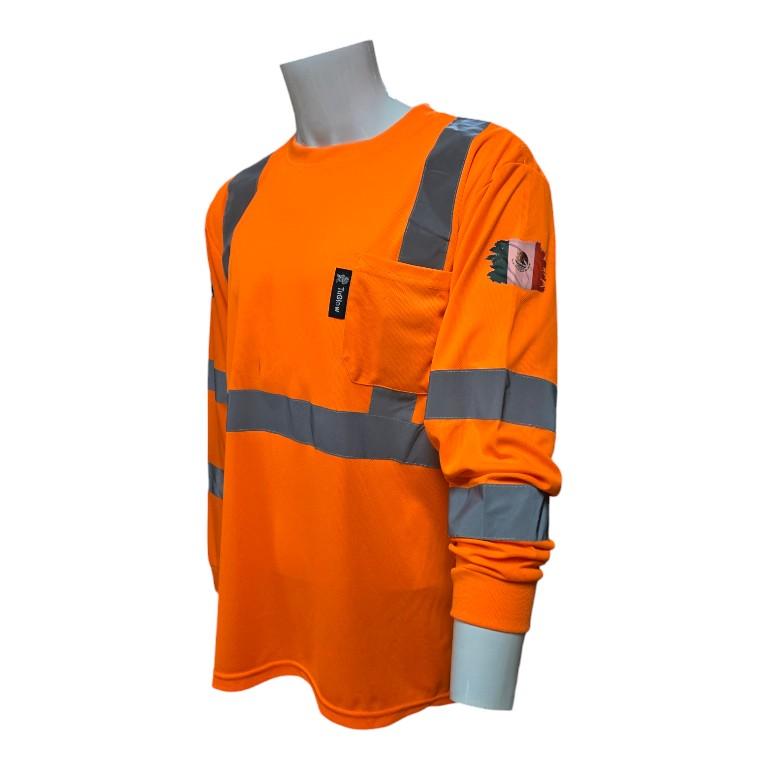 Class 3 Hi-Viz Long Sleeve Shirt With Shoulder Flagg