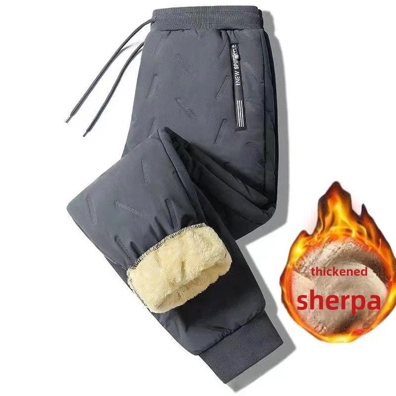 Thickened Fleece Pants Casual Warm Fleece-lined Trousers Winter Windproof Men Pants Winter Men Clothes