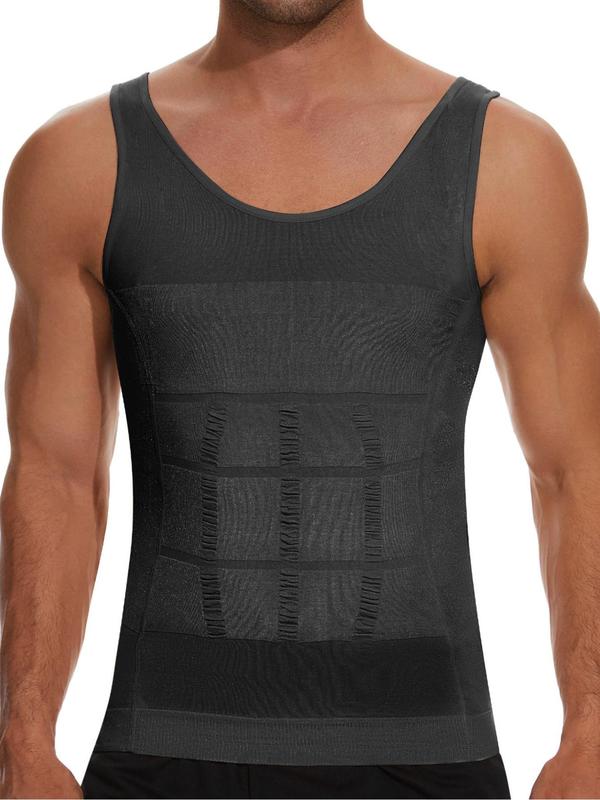 Men's Minimalist Solid Shapewear Tank Top, Casual Comfy Sleeveless Shapewear Top, Mens Clothing, Summer Wear 2024