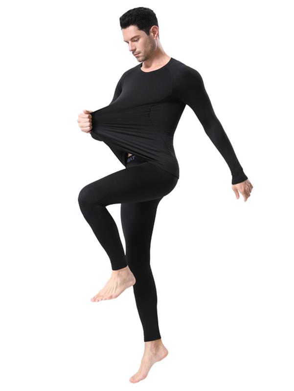 2 Pcs Men's Padded Thermal Sports Suit Reinforced 4D Elastic Running Gear Underwear Winter Cold Protection Thermal Suit