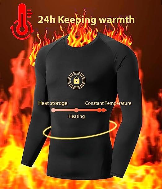 5 Pack Fleece Lined Men's Thermal Compression Shirt Long Sleeve Athletic Base Layer Cold Weather Gear Workout Top