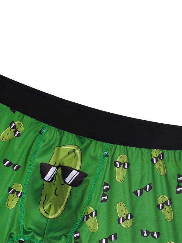 Men's All Over Cartoon Print Boxer Brief, Regular Fit Casual Comfy Breathable Underwear for Daily Wear, Mens Underwear for All Seasons