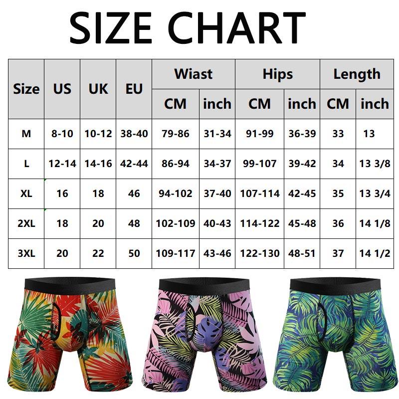 3 Pack Plus Size Mens Boxer Shorts Underwear Trunks Long Leg Anti Chafing Pants Menswear