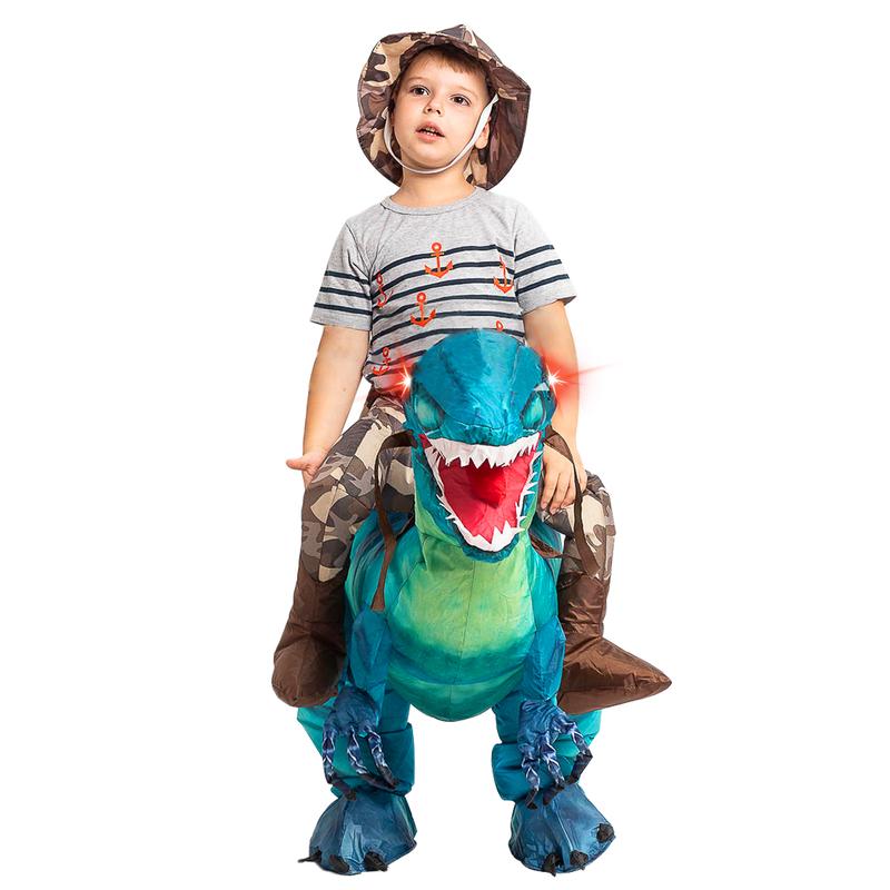 GOOSH Inflatable Dinosaur Costume for Halloween - Realistic Design with Red Glowing Eyes - Clothing, Menswear