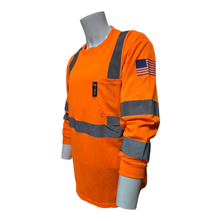 Class 3 Hi-Viz Long Sleeve Shirt With Shoulder Flagg