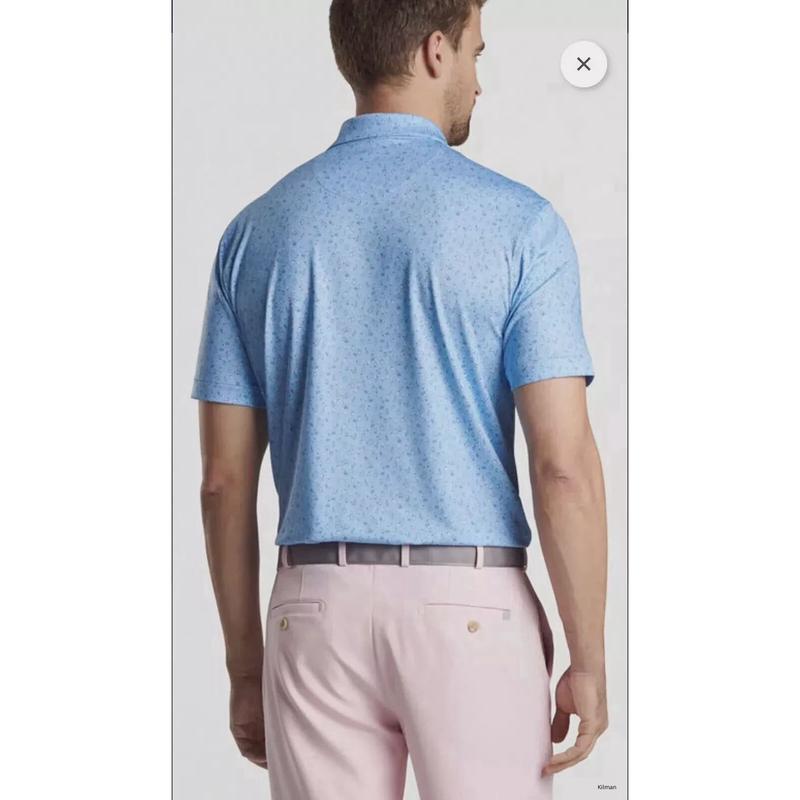 Peter Millar Polo Mens LARGE Blue Drinks Cocktail All Over Print Golf NEW $110