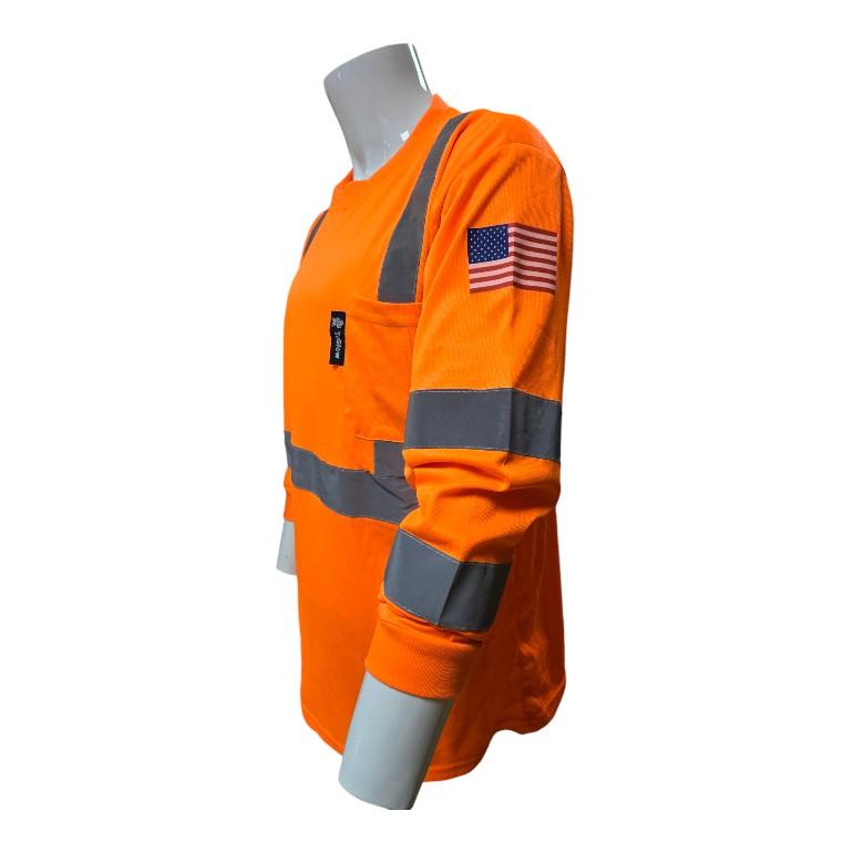 Class 3 Hi-Viz Long Sleeve Shirt With Shoulder Flagg