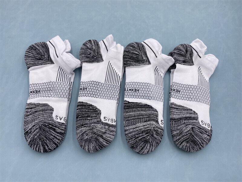 4 Pairs Bombas Men's All-Purpose Performance White-Gray Ankle Sock Size Large