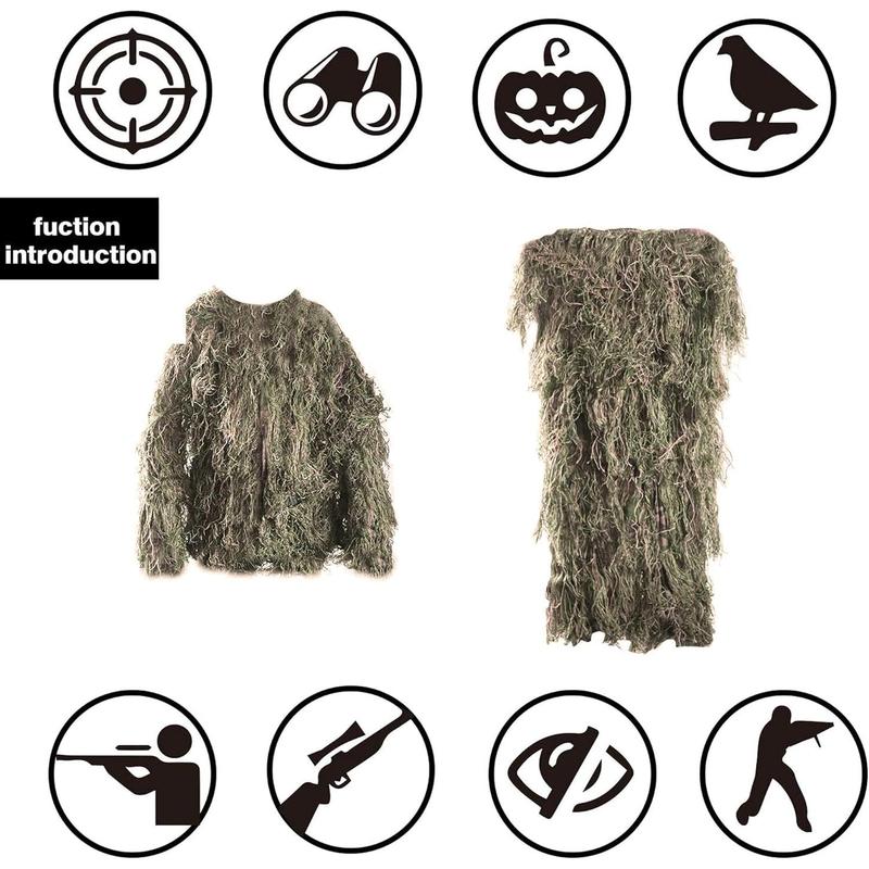 Ghillie Suits Men, Outdoor Camo Hunting Ghillie Suit Costume Clothings