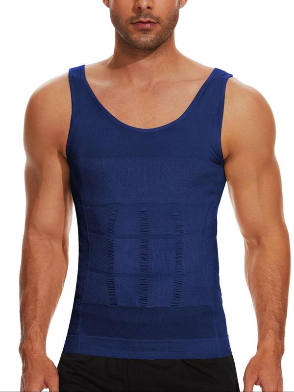 Men's Minimalist Solid Shapewear Tank Top, Casual Comfy Sleeveless Shapewear Top, Mens Clothing, Summer Wear 2024