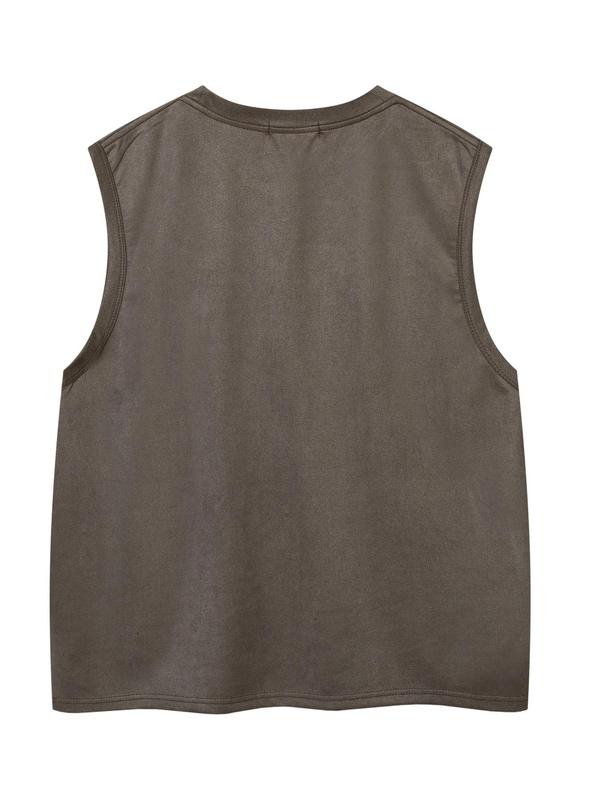 Men's Loose Graphic Embroidery Round Neck Tank Top, Casual Sleeveless Crew Neck Top for Summer, Tank Tops for Men, Fashion Men's Top for Daily Wear