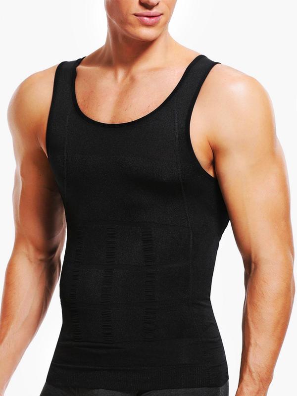 Men's Minimalist Solid Shapewear Tank Top, Casual Comfy Sleeveless Shapewear Top, Mens Clothing, Summer Wear 2024