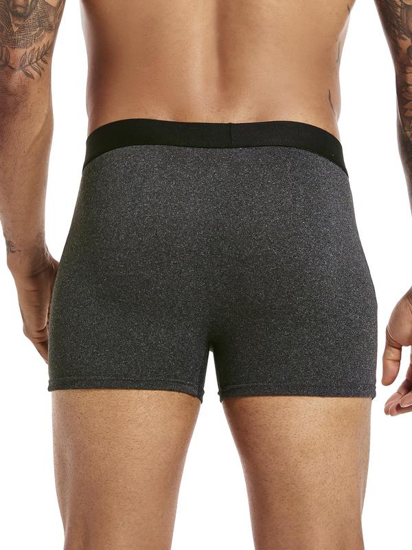 Men's Solid Boxer Shorts, Soft Breathable Comfy Underwear for Daily Wear, Boxer Briefs for Men, Men's Underwear for All Seasons