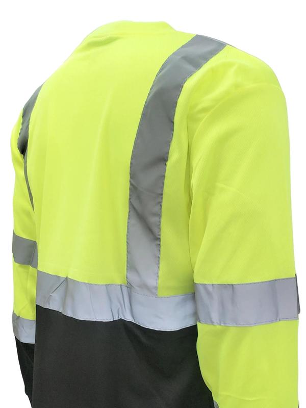 High Visibility Yellow   Black Safety long sleeve shirt  reflective yellow black safety shirt ( SEE SIZE INFORMATION ON Description)