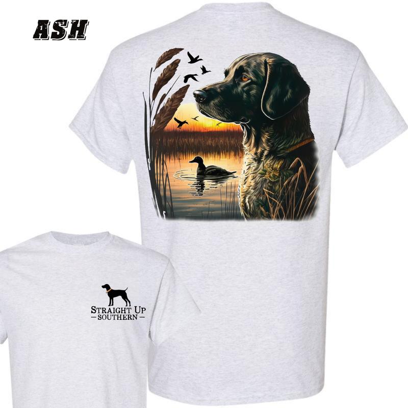 Straight Up Southern T-Shirt - Featuring A Hunting Dog And Sunset Scene , Rustic Outdoor-Themed Apparel , Casual Wear For Men And Women , Perfect For Hunting Enthusiasts And Nature Lovers Menswear Classic Crewneck Underwear Streetwear