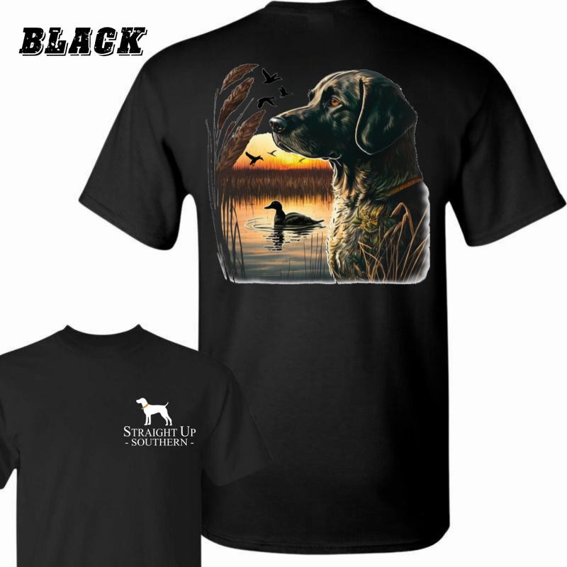 Straight Up Southern T-Shirt - Featuring A Hunting Dog And Sunset Scene , Rustic Outdoor-Themed Apparel , Casual Wear For Men And Women , Perfect For Hunting Enthusiasts And Nature Lovers Menswear Classic Crewneck Underwear Streetwear