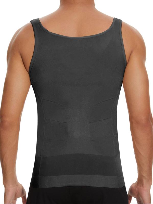 Men's Minimalist Solid Shapewear Tank Top, Casual Comfy Sleeveless Shapewear Top, Mens Clothing, Summer Wear 2024