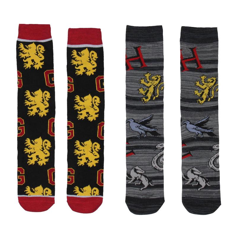 Harry Potter Socks Hogwarts Crest and Animal Designs 5 Pair Adult Casual Crew Socks