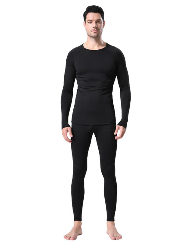 2 Pcs Men's Padded Thermal Sports Suit Reinforced 4D Elastic Running Gear Underwear Winter Cold Protection Thermal Suit