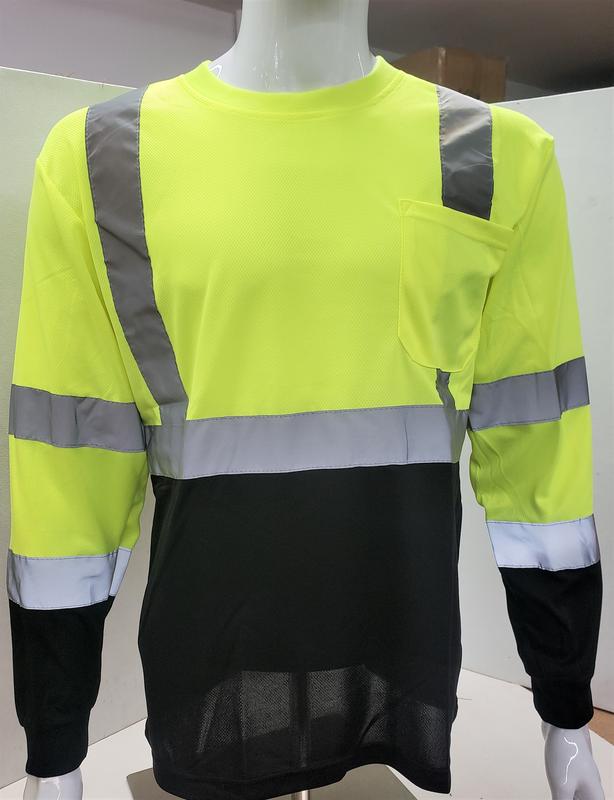 High Visibility Yellow   Black Safety long sleeve shirt  reflective yellow black safety shirt ( SEE SIZE INFORMATION ON Description)