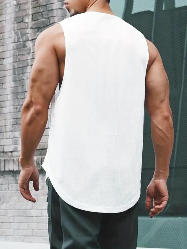 Men's Bull Head Print Round Neck Tank Top, Regular Fit Casual Sleeveless Crew Neck Top for Daily Outdoor Wear, Tank Top for Men, Men's Clothing for All Seasons