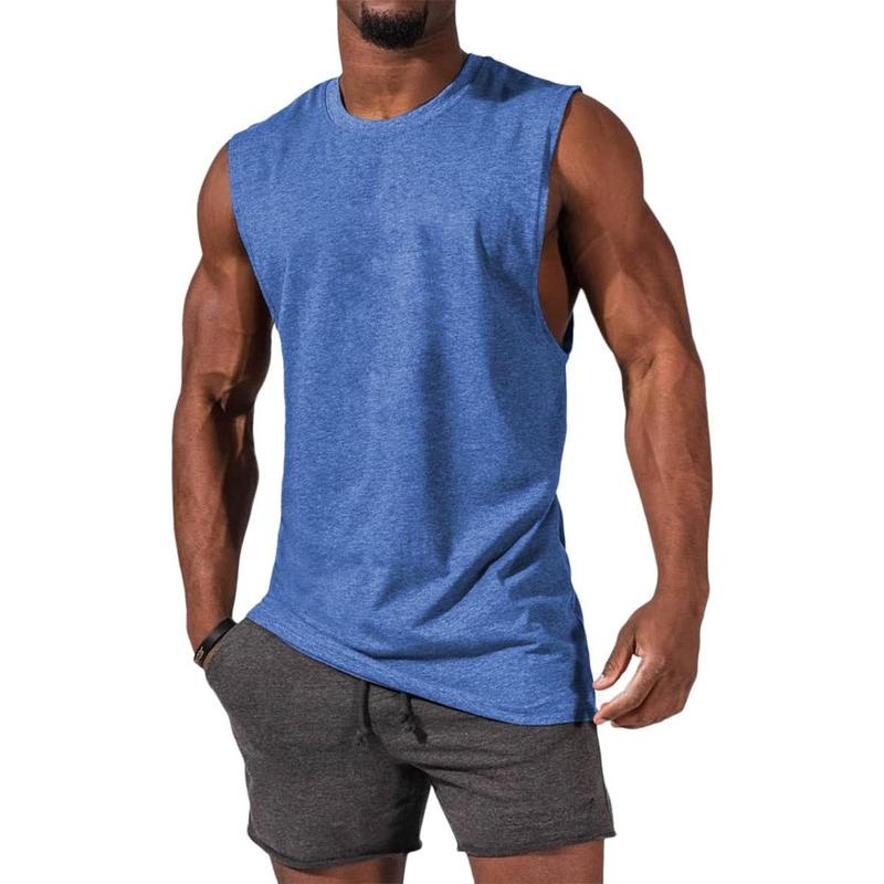 Runcati  Men's Sleeveless Tank Tops Crewneck Solid Loose Fit Shirt