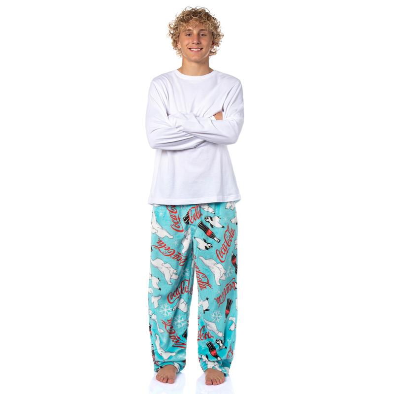 Coca-Cola Men's Pajama Pants Lounge Graphic Print with Adjustable Elastic Waistband Side Pockets