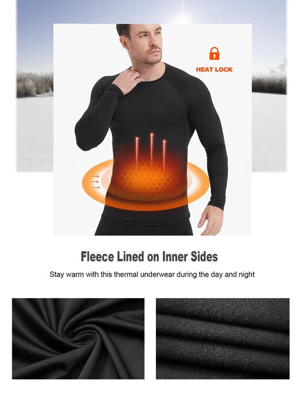 5 Pack Fleece Lined Men's Thermal Compression Shirt Long Sleeve Athletic Base Layer Cold Weather Gear Workout Top