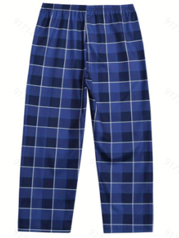 Men's Plaid Print Lounge Pants, Casual Comfy Breathable Trousers for Fall & Winter, Men's Sleepwear for Indoor Wear