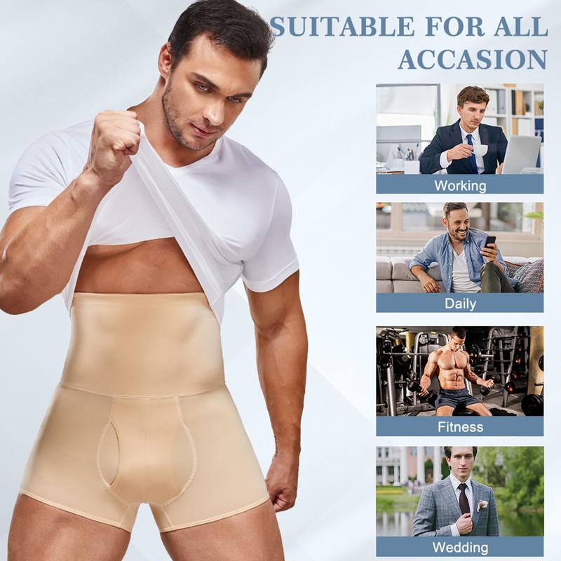 Black Friday Deals Nebility Men's Seamless Boxer Briefs High Waist Underwear Shapewear Shorts