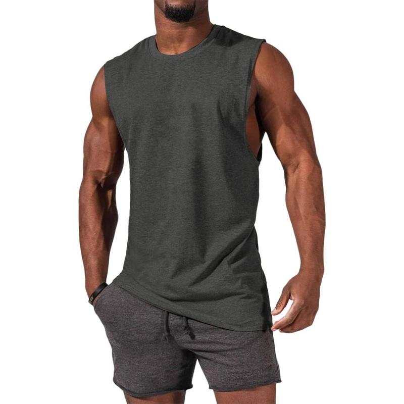 Runcati  Men's Sleeveless Tank Tops Crewneck Solid Loose Fit Shirt