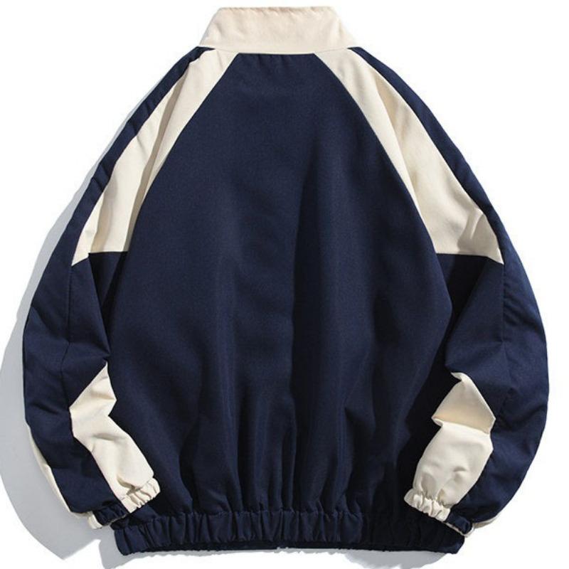 Long Sleeve Standard Jacket New Color Blocking Baseball Collar Trend Outer Wear